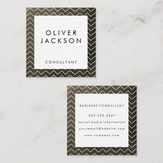 Artsy Chevron Pattern Vierkante Visitekaartje (Voorkant / Achterkant)