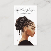 Artsy Chic Afro Amerikaanse vlechten QR-code Visitekaartje (Voorkant)