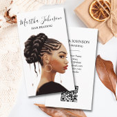 Artsy Chic Afro Amerikaanse vlechten QR-code Visitekaartje