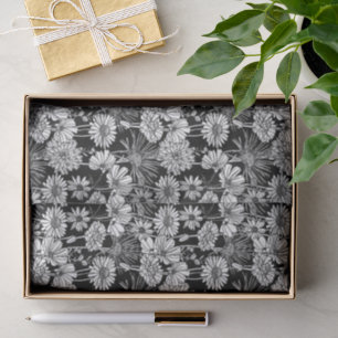 Artsy Chic  Black White Daisy Floral Pattern Tissuepapier
