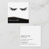 Artsy Chic Black & White Eyelashes Designer Vierkante Visitekaartje (Voorkant / Achterkant)