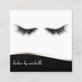 Artsy Chic Black & White Eyelashes Designer Vierkante Visitekaartje (Voorkant)