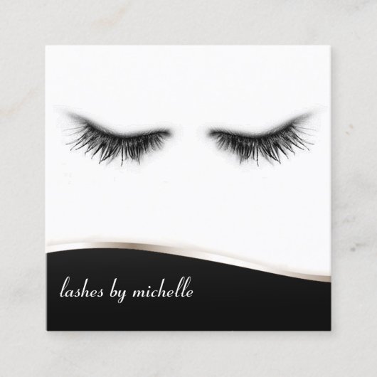 Artsy Chic Black & White Eyelashes Designer Vierkante Visitekaartje (Voorkant)