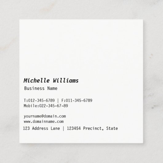 Artsy Chic Black & White Eyelashes Designer Vierkante Visitekaartje (Achterkant)