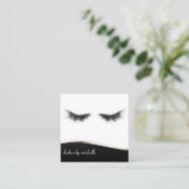 Artsy Chic Black & White Eyelashes Designer Vierkante Visitekaartje (Staand voorkant)