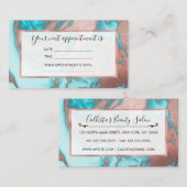 Artsy Chic Roos Gold Aqua Mint Blue Marble Patroon Afsprakenkaartje (Voorkant / Achterkant)