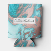 Artsy Chic Roos Gold Aqua Mint Blue Marble Patroon Blikjeskoeler (Voorkant)