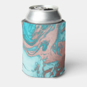 Artsy Chic Roos Gold Aqua Mint Blue Marble Patroon Blikjeskoeler (Blikje Achterkant)