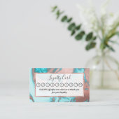 Artsy Chic Roos Gold Aqua Mint Blue Marble Patroon Klantenkaartje (Staand voorkant)
