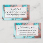 Artsy Chic Roos Gold Aqua Mint Blue Marble Patroon Klantenkaartje (Voorkant / Achterkant)