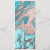 Artsy Chic Roos Gold Aqua Mint Blue Marble Patroon Menu (Achterkant)