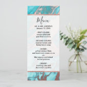 Artsy Chic Roos Gold Aqua Mint Blue Marble Patroon Menu (Staand voorkant)