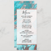 Artsy Chic Roos Gold Aqua Mint Blue Marble Patroon Menu (Voorkant / Achterkant)