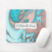 Artsy Chic Roos Gold Aqua Mint Blue Marble Patroon Muismat (Met muis)