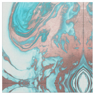 Artsy Chic Roos Gold Aqua Mint Blue Marble Patroon Stof