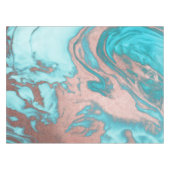 Artsy Chic Roos Gold Aqua Mint Blue Marble Patroon Tafelkleed (Voorkant (Horizontaal))