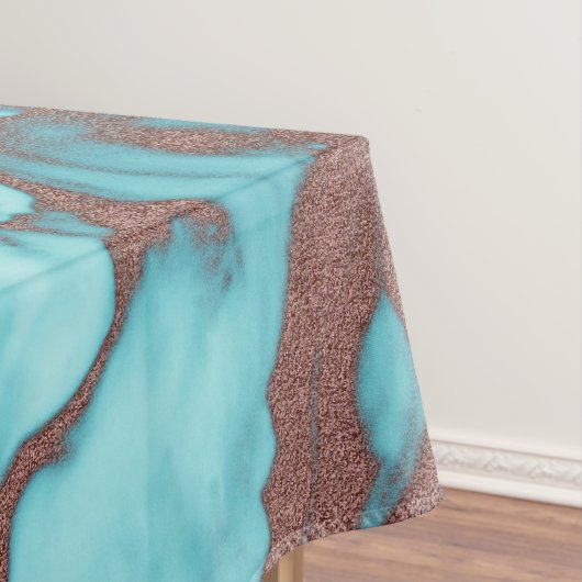 Artsy Chic Roos Gold Aqua Mint Blue Marble Patroon Tafelkleed (Voorbeeld)