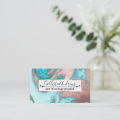 Artsy Chic Roos Gold Aqua Mint Blue Marble Patroon Visitekaartje (Staand voorkant)