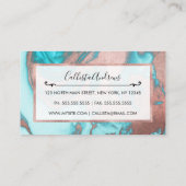 Artsy Chic Roos Gold Aqua Mint Blue Marble Patroon Visitekaartje (Achterkant)