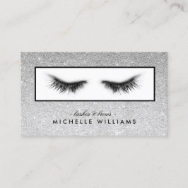 Artsy Chic Silver Glitter Eyelashes Designer Visitekaartje