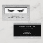 Artsy Chic Silver Glitter Eyelashes Designer Visitekaartje (Voorkant / Achterkant)