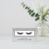 Artsy Chic Silver Glitter Eyelashes Designer Visitekaartje (Staand voorkant)