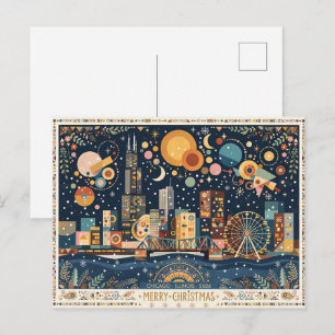 Artsy Chicago, Illinois Prettig Kerstfeest Briefkaart