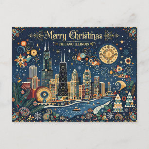 Artsy Chicago, Illinois, Prettig kerstfeest Briefkaart