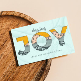 Artsy Christmas Joy Lettering Flat Holiday Kaart