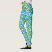 Artsy citroenschijfjes op turquoise Waterverf Leggings (Links)