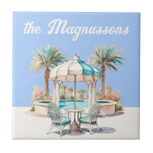 Artsy Coastal Custom House nr Beach cabana blauw Tegeltje