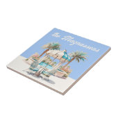 Artsy Coastal Custom House nr Beach cabana blauw Tegeltje (Zijkant)