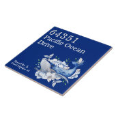 Artsy Coastal Custom House nr whale floral blue Tegeltje (Zijkant)