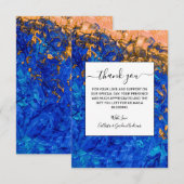 Artsy Cobalt Blue Golden Yellow Acrylverf Bedankkaart (Voorkant / Achterkant)