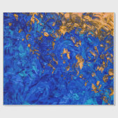 Artsy Cobalt Blue Golden Yellow Acrylverf Cadeaupapier (Vlak)
