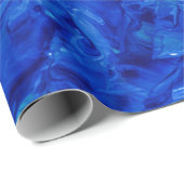 Artsy Cobalt Blue Golden Yellow Acrylverf Cadeaupapier (Rol Hoek)