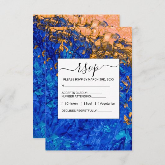 Artsy Cobalt Blue Golden Yellow Acrylverf Informatiekaartje (Voorkant / Achterkant)