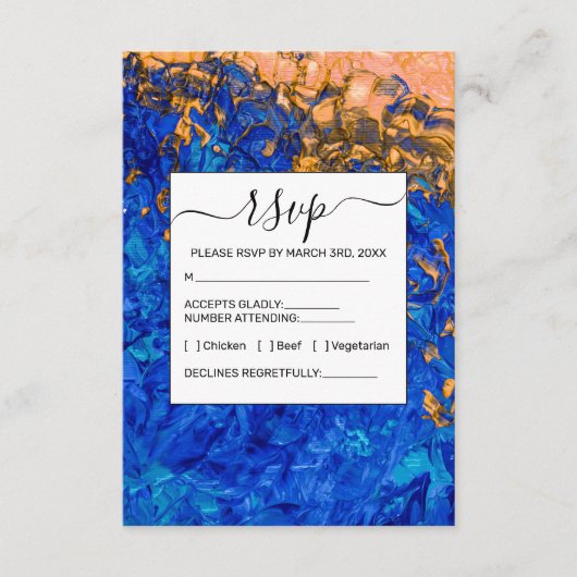 Artsy Cobalt Blue Golden Yellow Acrylverf Informatiekaartje (Voorkant)