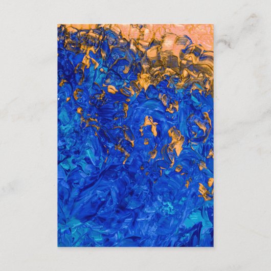 Artsy Cobalt Blue Golden Yellow Acrylverf Informatiekaartje (Achterkant)