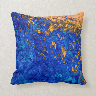 Artsy Cobalt Blue Golden Yellow Acrylverf Kussen