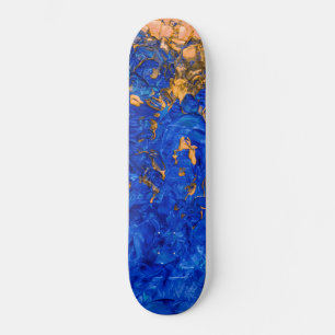 Artsy Cobalt Blue Golden Yellow Acrylverf Persoonlijk Skateboard