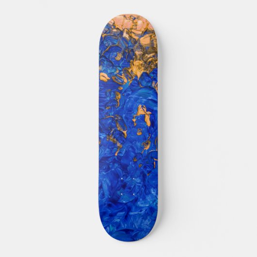 Artsy Cobalt Blue Golden Yellow Acrylverf Persoonlijk Skateboard (Voorkant)