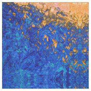 Artsy Cobalt Blue Golden Yellow Acrylverf Stof