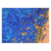 Artsy Cobalt Blue Golden Yellow Acrylverf Tafelkleed (Voorkant (Horizontaal))