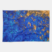 Artsy Cobalt Blue Golden Yellow Acrylverf Theedoek (Horizontaal)