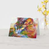 Artsy Colorful Cat Note Kaart (Gele Bloem)