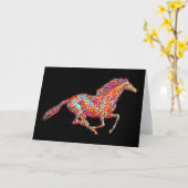  Artsy Colorful Running Horse Art Kaart (Gele Bloem)