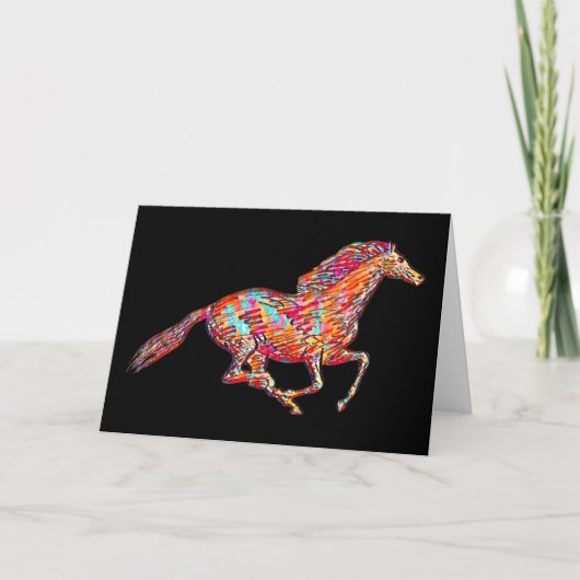  Artsy Colorful Running Horse Art Kaart (Voorkant)