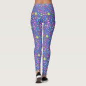 Artsy Colorful Stars Waterverf Pattern Paars Leggings (Achterkant)