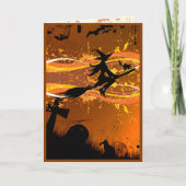 Artsy, Cool Flying Witch Silhouette Halloween Kaar Kaart (Voorkant)